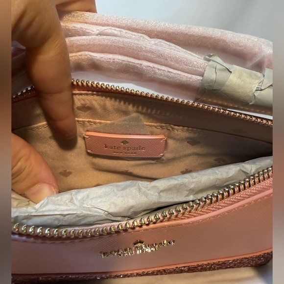 NWT Kate Spade New York Flash Glitter Fabric Mixed Material Bag Barbiecore Pink - Picture 8 of 10